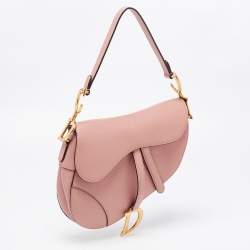 Pre Owned Dior Pink Leather Saddle Shoulder Bag