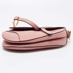 Pre Owned Dior Pink Leather Saddle Shoulder Bag