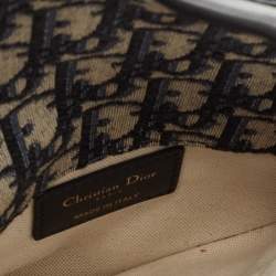 Pre Owned Dior Blue Oblique Canvas and Leather Saddle Belt Bag