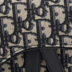 Pre Owned Dior Blue Oblique Canvas and Leather Saddle Belt Bag