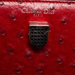 Pre Owned Dior Red Ostrich Small Diorever Tote