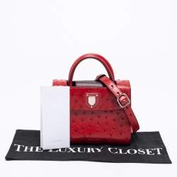 Pre Owned Dior Red Ostrich Small Diorever Tote