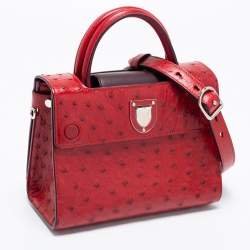 Pre Owned Dior Red Ostrich Small Diorever Tote