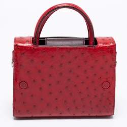Pre Owned Dior Red Ostrich Small Diorever Tote