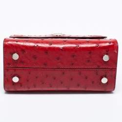 Pre Owned Dior Red Ostrich Small Diorever Tote