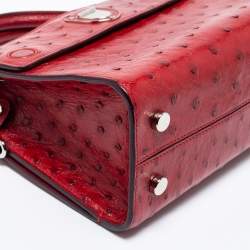 Pre Owned Dior Red Ostrich Small Diorever Tote