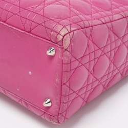 Pre Owned Dior Pink Cannage Leather Large Lady Dior Tote