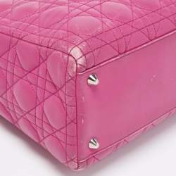 Pre Owned Dior Pink Cannage Leather Large Lady Dior Tote