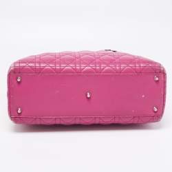 Pre Owned Dior Pink Cannage Leather Large Lady Dior Tote
