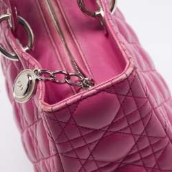 Pre Owned Dior Pink Cannage Leather Large Lady Dior Tote