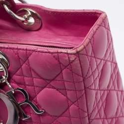 Pre Owned Dior Pink Cannage Leather Large Lady Dior Tote