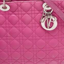 Pre Owned Dior Pink Cannage Leather Large Lady Dior Tote