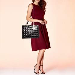 Pre Owned Dior Black Cannage Leather Large Lady Dior Tote