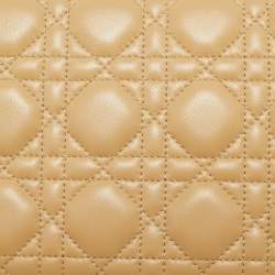 Pre Owned Dior Beige Cannage Quilted Leather Lady Dior Chain Clutch
