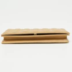 Pre Owned Dior Beige Cannage Quilted Leather Lady Dior Chain Clutch