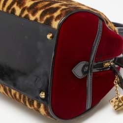 Pre Owned Dior Multicolor Leopard Print Calfhair, Velvet and Patent Leather Gambler Dice Bag