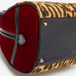 Pre Owned Dior Multicolor Leopard Print Calfhair, Velvet and Patent Leather Gambler Dice Bag