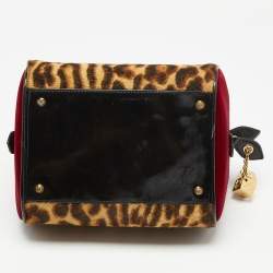 Pre Owned Dior Multicolor Leopard Print Calfhair, Velvet and Patent Leather Gambler Dice Bag