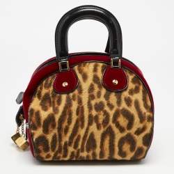 Pre Owned Dior Multicolor Leopard Print Calfhair, Velvet and Patent Leather Gambler Dice Bag
