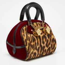 Pre Owned Dior Multicolor Leopard Print Calfhair, Velvet and Patent Leather Gambler Dice Bag