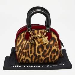 Pre Owned Dior Multicolor Leopard Print Calfhair, Velvet and Patent Leather Gambler Dice Bag