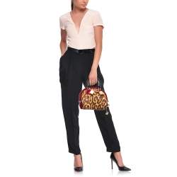 Pre Owned Dior Multicolor Leopard Print Calfhair, Velvet and Patent Leather Gambler Dice Bag