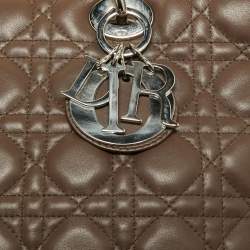 Pre Owned Dior Brown Cannage Leather Large Lady Dior Tote
