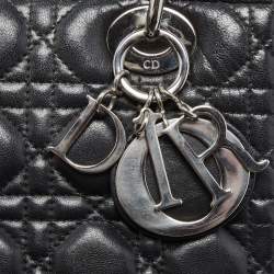 Pre Owned Dior Black Cannage Leather Medium Lady Dior Tote