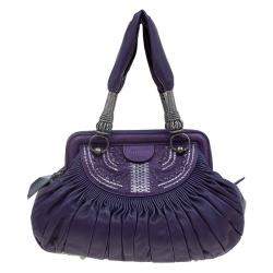 Dior Purple Pleated Leather Plisse Satchel