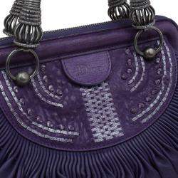 Dior Purple Pleated Leather Plisse Satchel