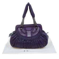 Dior Purple Pleated Leather Plisse Satchel