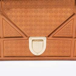 Pre Owned Dior Metallic Bronze Micro Cannage Patent Leather Diorama Wallet on Chain 