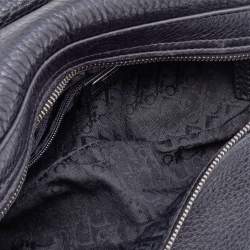 Pre Owned Dior Black Leather Charms Whipstitch Gaucho Double Saddle Bag