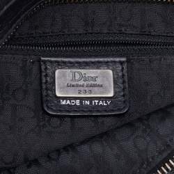 Pre Owned Dior Black Leather Charms Whipstitch Gaucho Double Saddle Bag