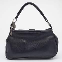 Pre Owned Dior Black Leather Charms Whipstitch Gaucho Double Saddle Bag