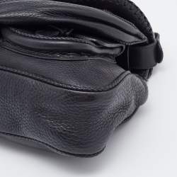 Pre Owned Dior Black Leather Charms Whipstitch Gaucho Double Saddle Bag