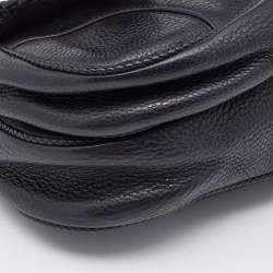 Pre Owned Dior Black Leather Charms Whipstitch Gaucho Double Saddle Bag