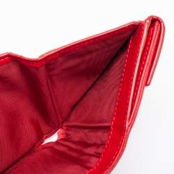 Pre Owned Dior Red Cannage Leather Lady Dior Trifold Compact Wallet