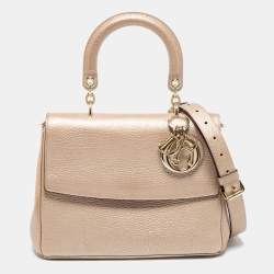 Pre Owned Dior Metallic Gold Leather Small Be Dior Flap Top Handle Bag