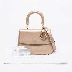 Pre Owned Dior Metallic Gold Leather Small Be Dior Flap Top Handle Bag