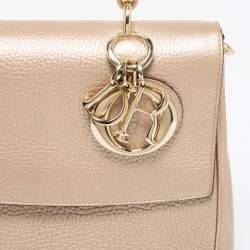 Pre Owned Dior Metallic Gold Leather Small Be Dior Flap Top Handle Bag