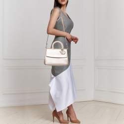Pre Owned Dior Metallic Gold Leather Small Be Dior Flap Top Handle Bag
