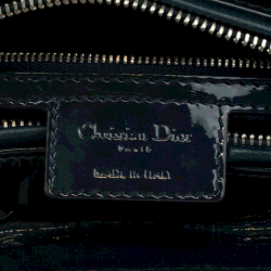 Pre Owned Dior Green Patent Leather Lady Dior Large Shoulder Bag