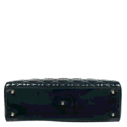 Pre Owned Dior Green Patent Leather Lady Dior Large Shoulder Bag