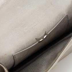 Pre Owned Dior Grey Shimmer Suede Diorama Wallet on Chain