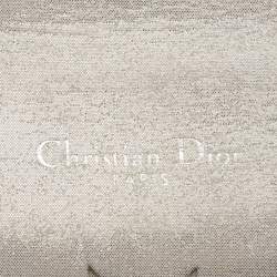 Pre Owned Dior Grey Shimmer Suede Diorama Wallet on Chain