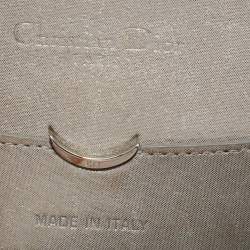 Pre Owned Dior Grey Shimmer Suede Diorama Wallet on Chain