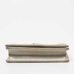 Pre Owned Dior Grey Shimmer Suede Diorama Wallet on Chain