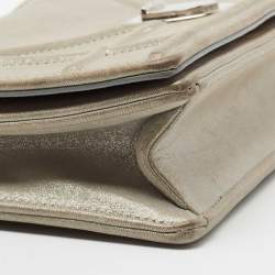 Pre Owned Dior Grey Shimmer Suede Diorama Wallet on Chain