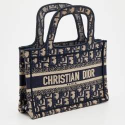 Pre Owned حقيبة يد توتس ديور ميني بوك  كانفاس مائل أزرق كحلي